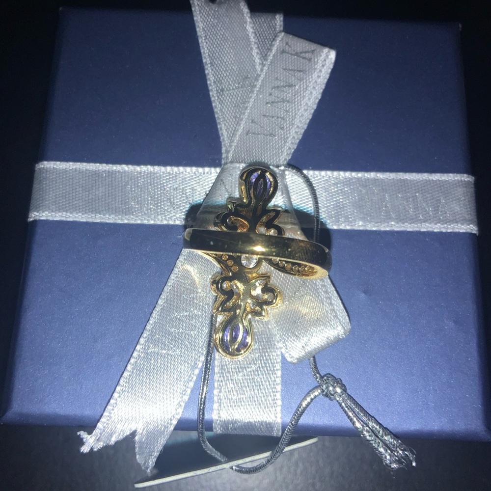 Tanzanite and white diamond simulant ring - Picture 4 of 5